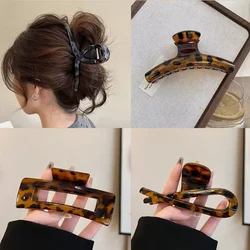 2024 Leopard Print Geometric Shaped Grab Clip for Women Temperament Elegance Shark Clip Hair Clip Headwear Hair Accessories