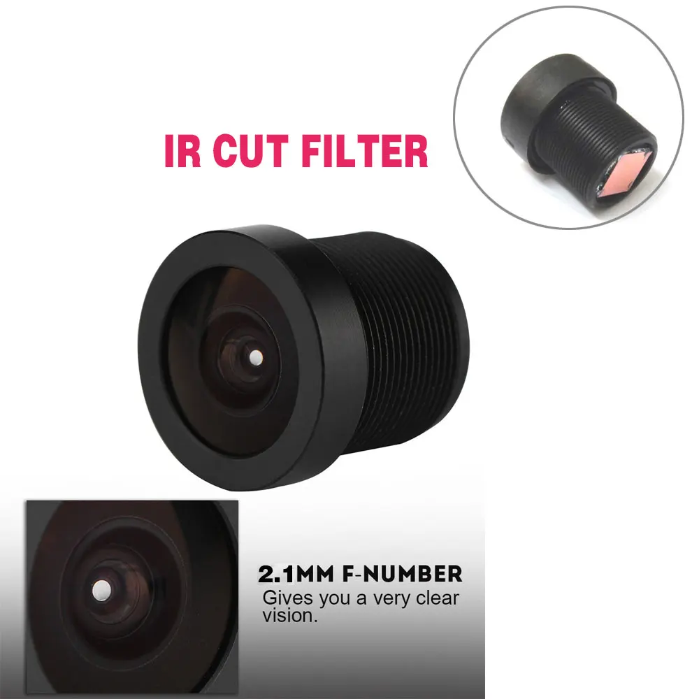 CCTV 2.1mm F2.0 M12*0.5 Wide View fisheye Lens M12 Mount Compatible Wide Angle CCTV Lens with 650nm/850nm/940nm IR Cut Filter