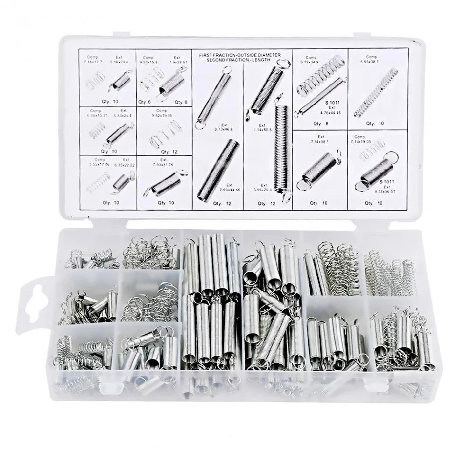 

200pcs With Storage Box Accessories Extension And Compression Coil Portable Hardware Tool Spring Set Metal Steel NEW