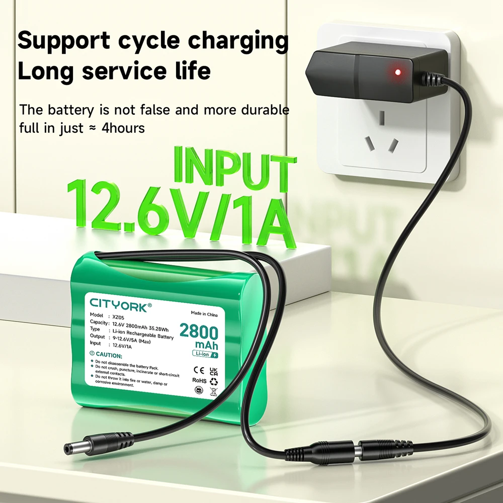 حزمة بطارية ليثيوم 2800 مللي أمبير قابلة لإعادة الشحن 12 فولت مع شاحن لأجهزة 12 فولت، مشروع DIY، ضوء الدراجة، سيارة RC، البيانو الكهربائي #3