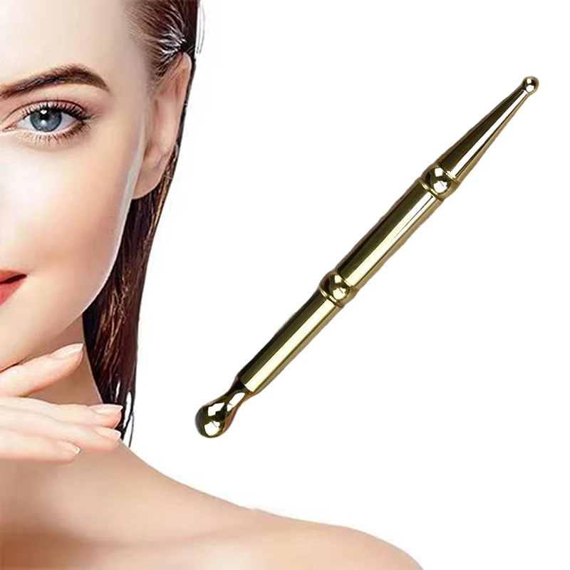 Brass Dual Head Facial Massage Stick Skincare Tool Acupressure Spoon Handheld Acupuncture Roller Body Massager Massage Bar