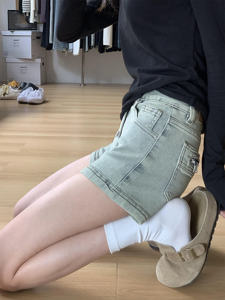 

American Sle High Waist Elastic Slim Straight A-Line Super ort Wide Leg Hot orts Women's Summer Casual Jeans orts