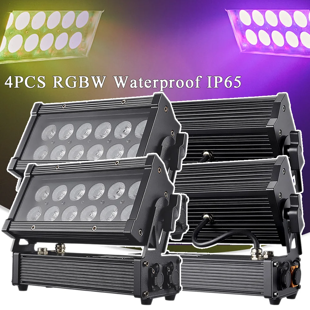 4PCS 12x10W RGBW Waterproof IP65 Wall Washing Strobe Effect DMX Control Outdoor Party Event Tree Dying