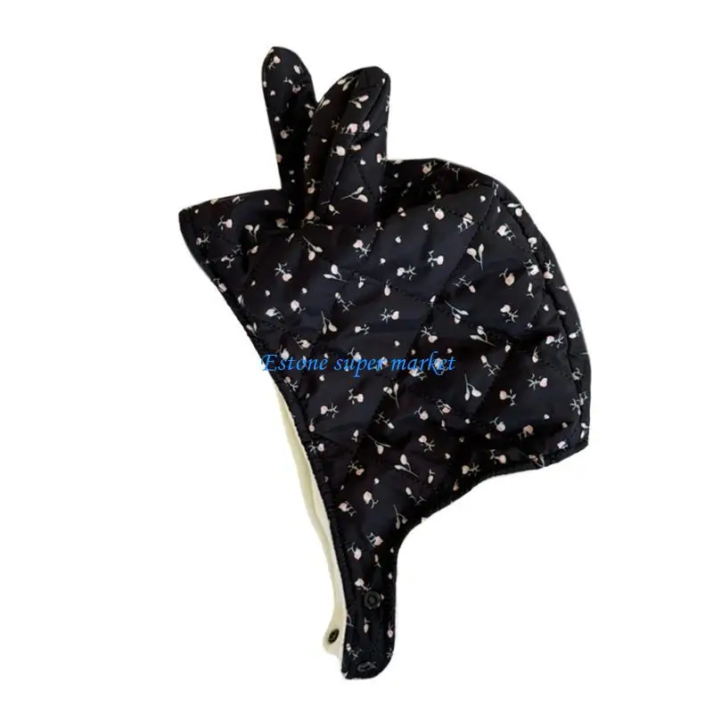 090B Ears Infant Bonnet with Ear Soft Knit Fabric Hat Infant Toddler Protective Earflap Hat for Outdoor Use 0-3