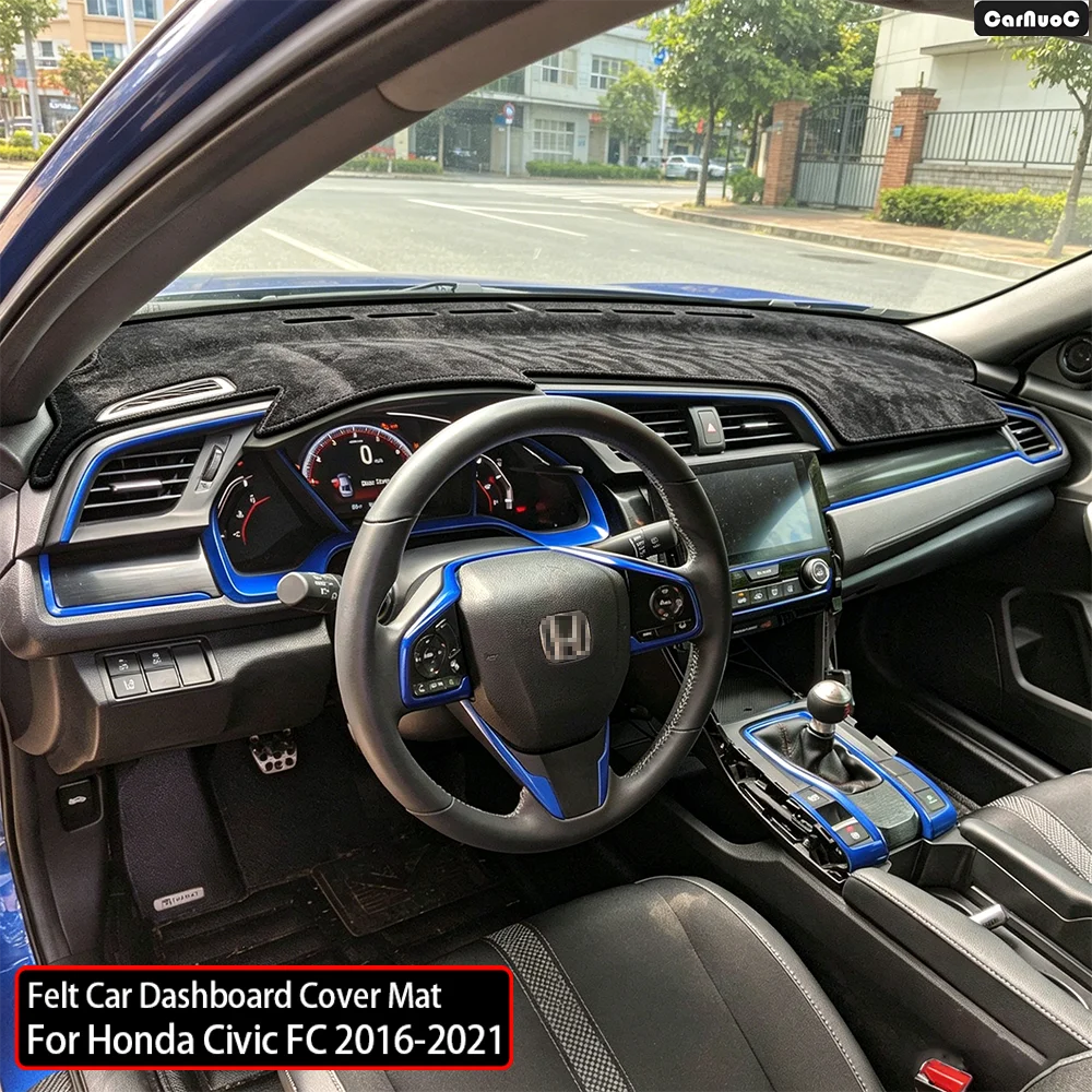 

For Honda Civic 2016-2021 Breathable Car Dash Cover Mat-Reduce Sun Heat and Glare Felt Avoid Light Pad