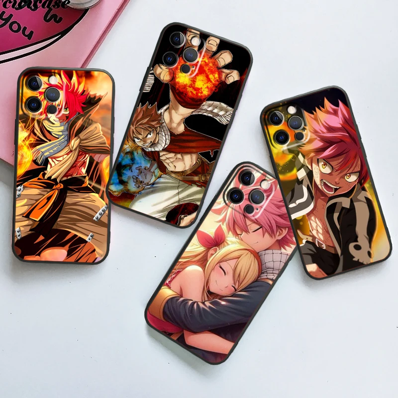 F-FAIRY T-TAIL Anime Cool For iPhone 15 14 13 12 11 XS XR X 8 7 SE Pro Max Plus Mini Black Back Phone Case