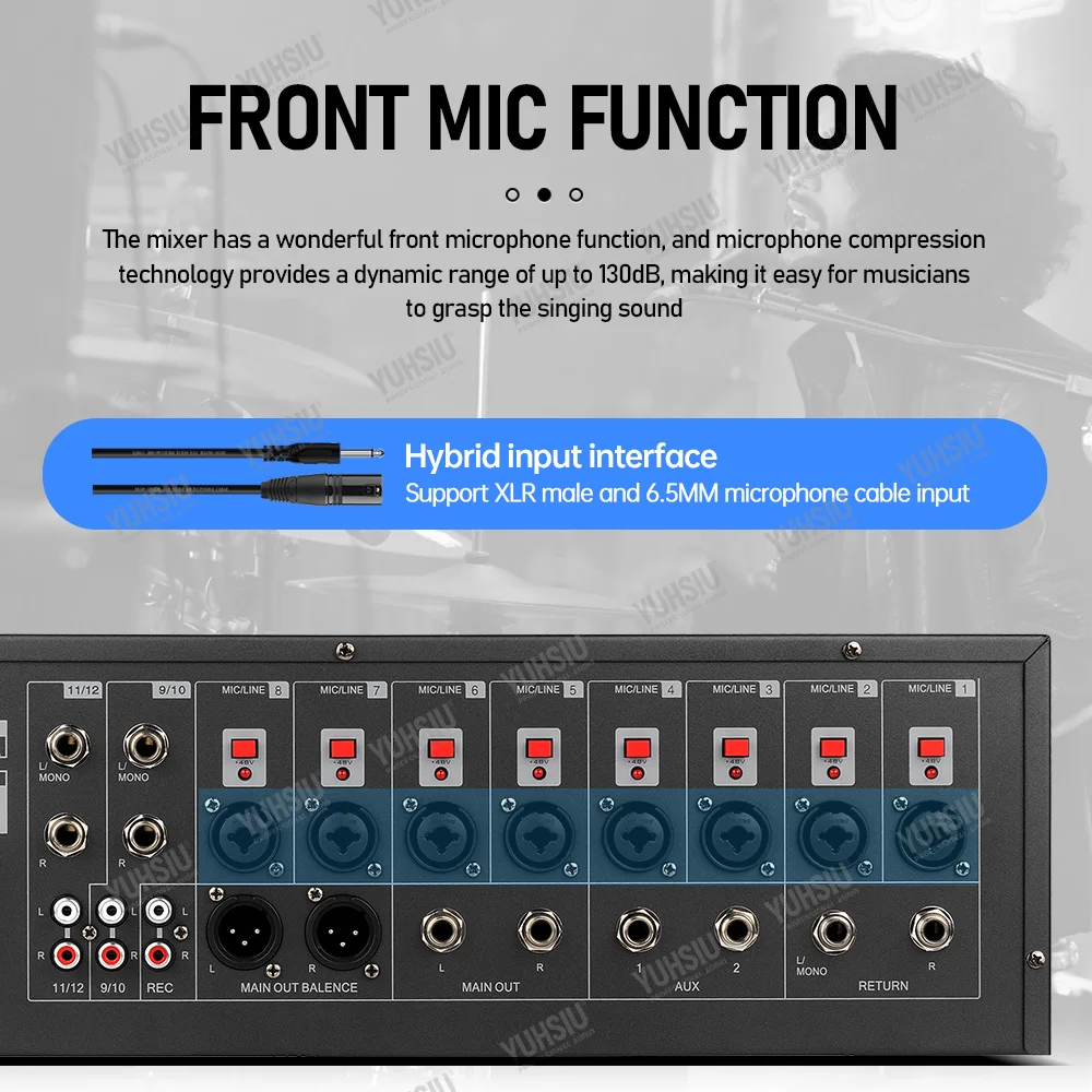 Professional rack mounted 12 channel 3U mixing console with built-in 128/24Bit DSP effects for home audio console pure DJ mixing