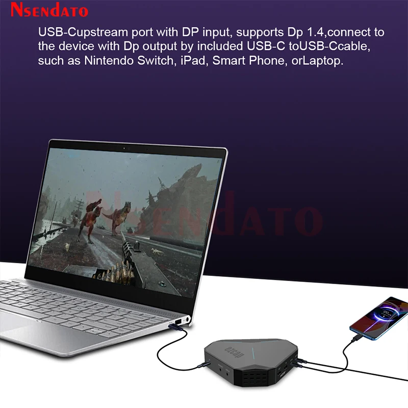 Ezcap368 GameDock Extreme Duo 4K p60 HDMI DP USB3.2 لعبة الصوت والفيديو التقاط بطاقة المنتزع لـ VRR Pass-Through للكمبيوتر الشخصي Xbox PS5