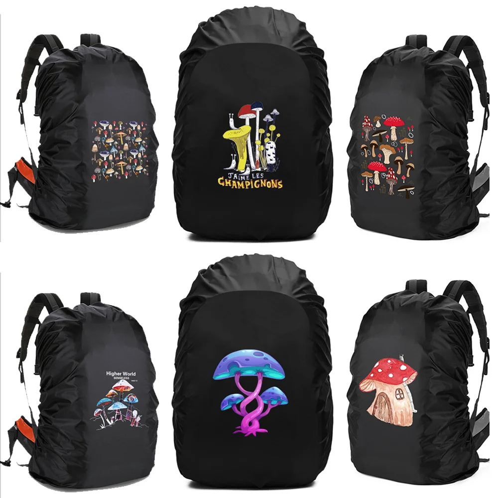 

20L-70L Backpack Rain Cover Waterproof Multipurpose Mushroom Pattern Print Adjustable Portable Outdoor Sport Cycling Case Bag