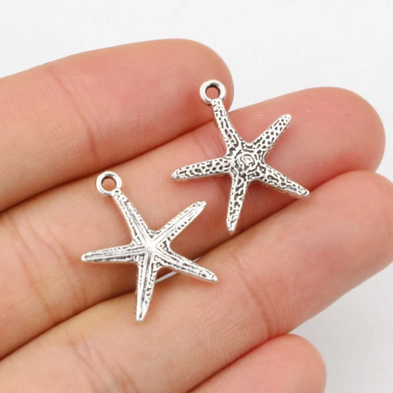 10pcs 20x18mm Starfish Charms  Antique Making Pendant fit,Vintage Antique Silver color,DIY Handmade Jewelry