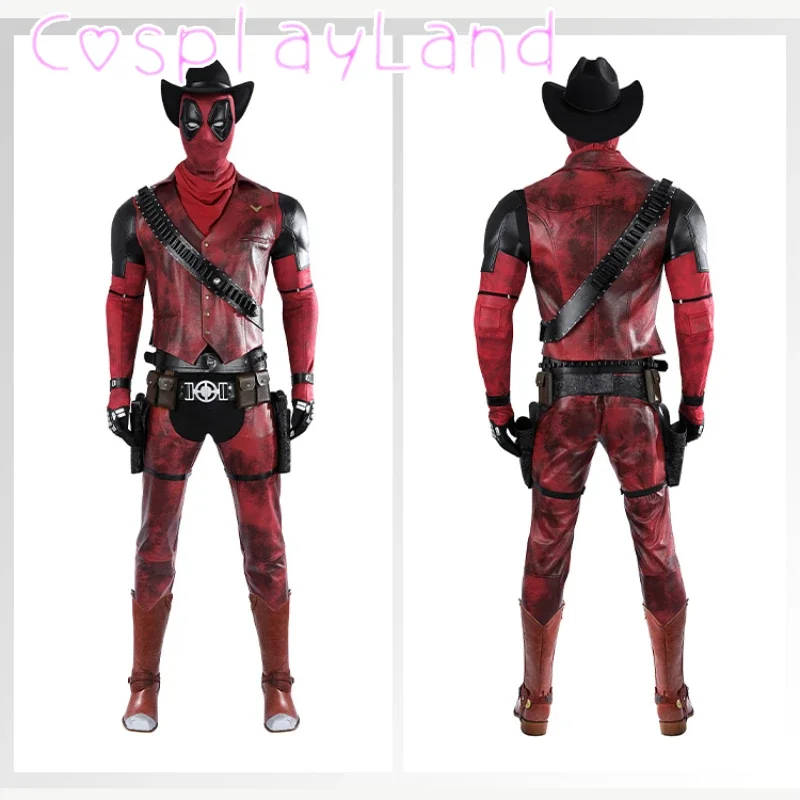 DP3 Red Men Cosplay Costume Superhero Performance Party Halloween Christmas Leather Suit Cowboy Pool Outift Custom Size