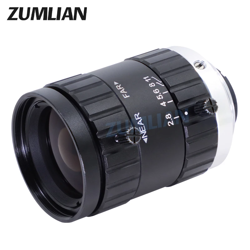 ZUMLIAN 12mm lens C-mount camera cctv/fa lens 5MP low distortion 2/3'' machine vision F2.8-16 manual iris for industrial cameras