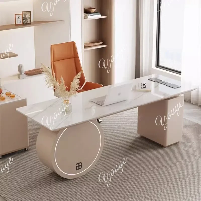 

XX Итальянский светлый роскошный письменный стол из каменной плиты, дизайнерский домашний современный компьютерный стол, консультационный стол для салона красоты