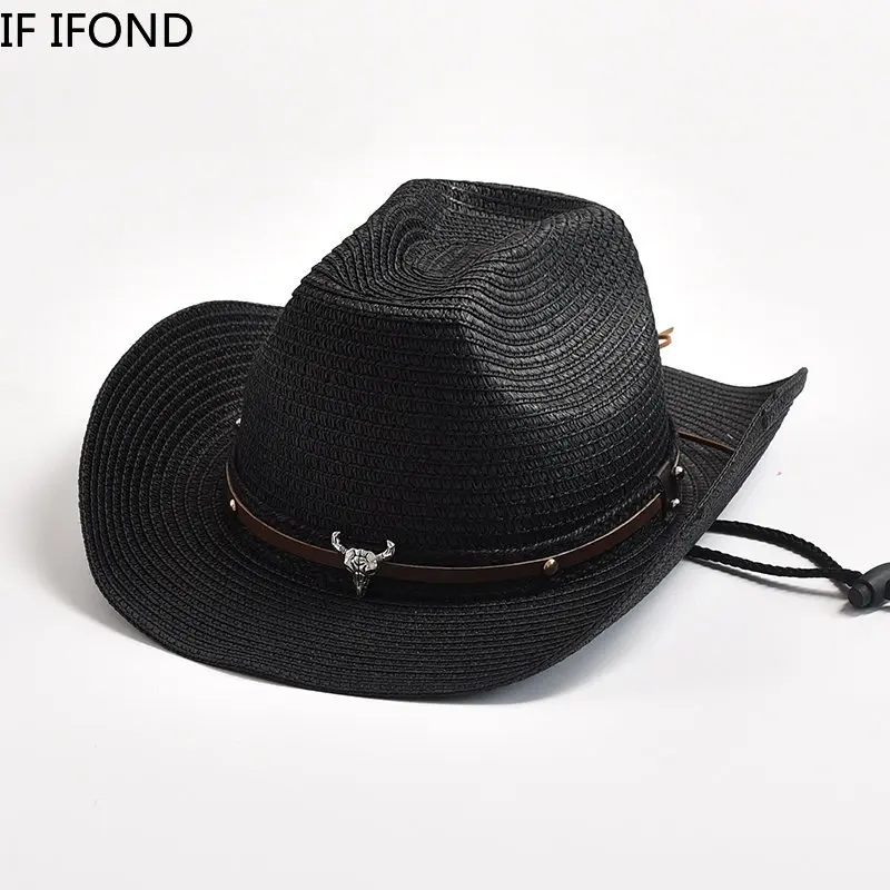 New Summer Straw Hats for Men Women Western Cowboy Hat Outdoors Beach Sun Hats Cowgirl Jazz Caps Sombrero Hombre