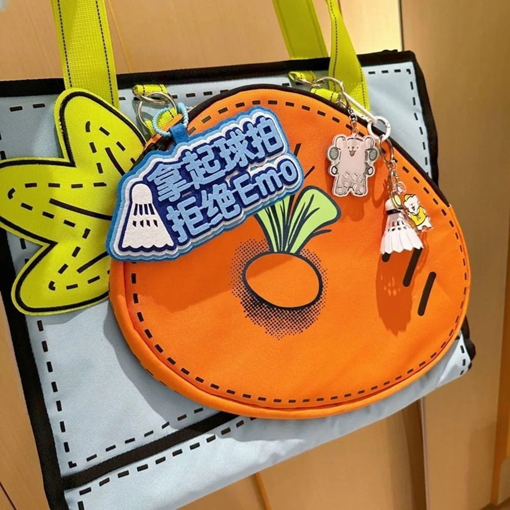 Cute Cartoon Tennis Carrot Bag Nylon Fabric Strong Sport Racket Storage Bag Durable Large Capacity Badminton Bag Travel