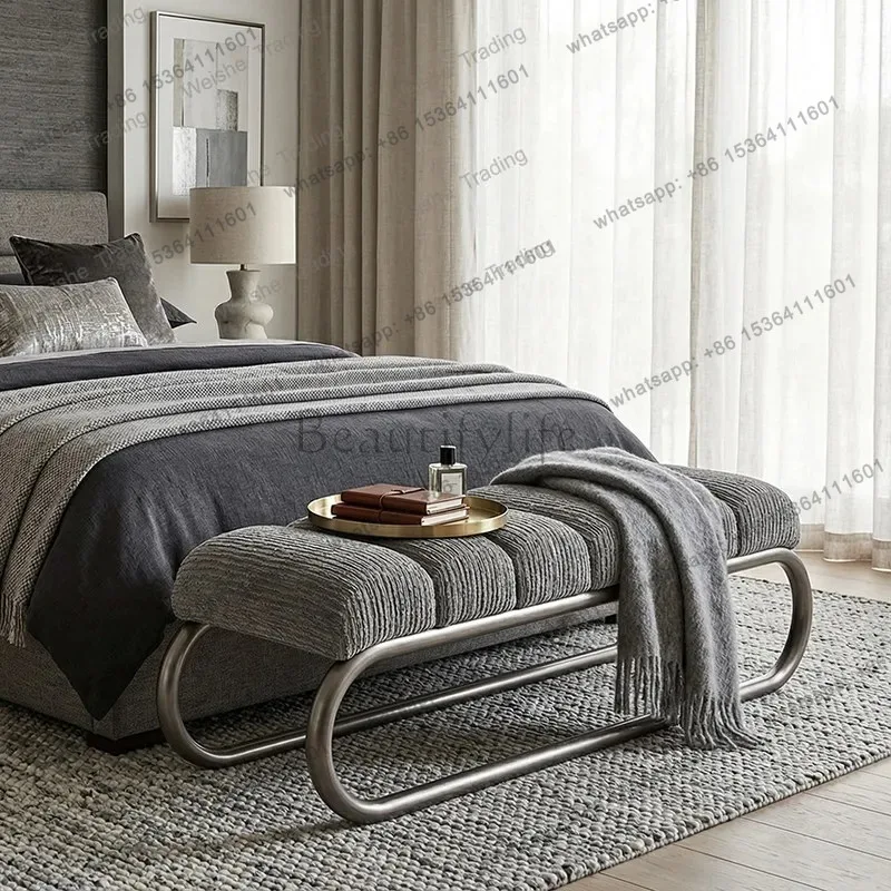 zj.Luxury Closet Shoe Stools Living Room Sofa Bench Entryway Shoe Changing Stool High-end Long Footstool Bedroom Bed End Bench