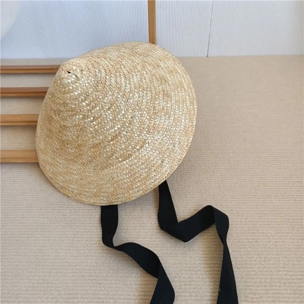

Beach Hat Big Brim Sun Hat Breathable Creative Girls Straw Hat Pastoral Style with Chin Strap Straw Visor Cap for Children Baby