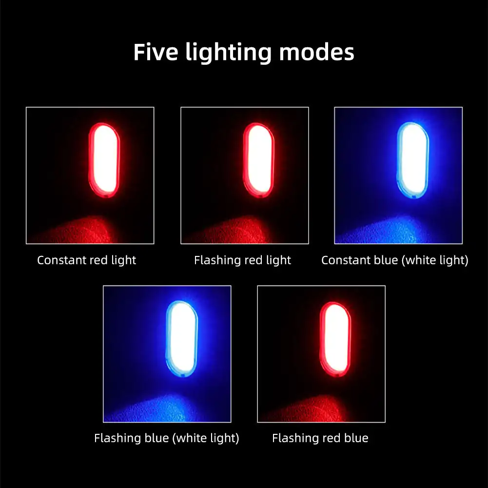 자전거용 충전식 내장 리튬 배터리 시트 포스트 및 벨트 마운트 조명, COB LED 5 가지 모드, 1 램프, 2 가지 조명 색상