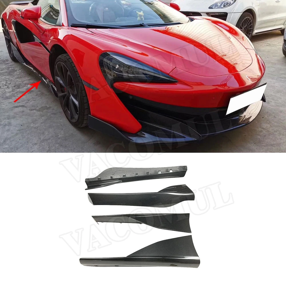 

VACOMUL 4PCS Dry Carbon Fiber Side Skirts Aprons For McLaren 540C 570S 570GT 600LT Style Bumper Covers