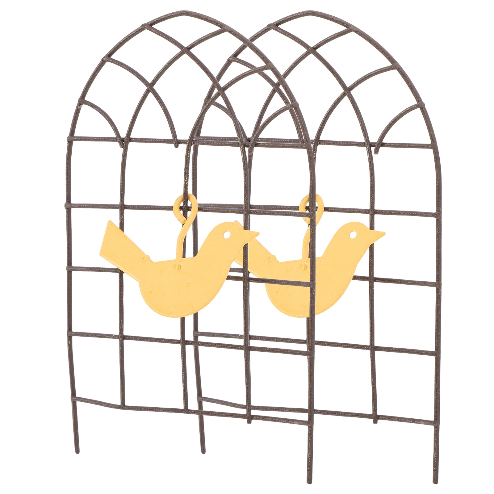 

2 Pcs Mini Gardening Stand Fence Statues Metal Figurines Iron Wire Home Decor Landscape Ornaments Small Fence Decorations