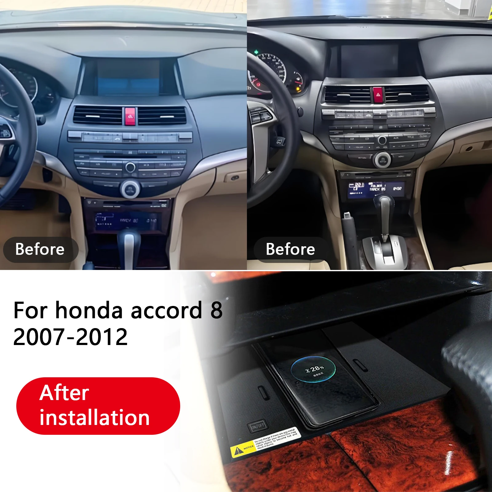 O mais recente para honda accord 8 2007-2012 console central do carro carregador de telefone rápido carregador sem fio placa de carregamento suporte d