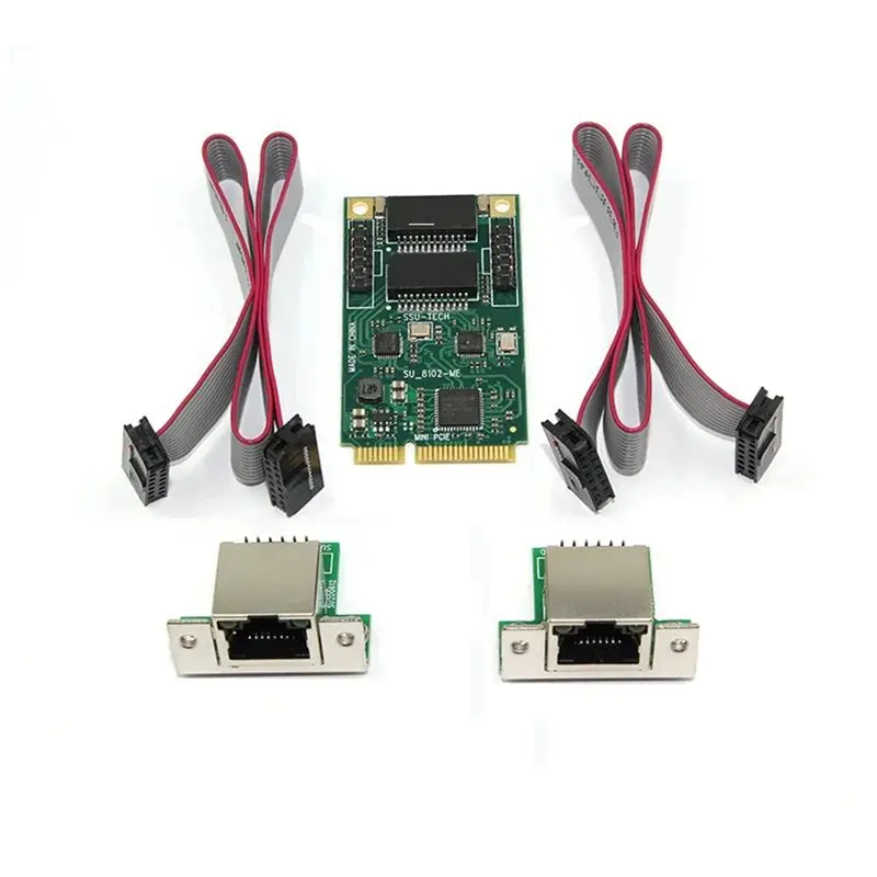 Leading-Mini PCI-E To 2Port Network Card 1000Mbps Gigabit Ethernet 10/100/1000M RJ45 LAN Network Adapter For Computer PC Easy To