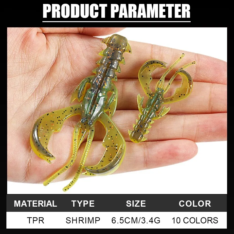 Spinpoler Agile Shrimp Soft Bait Fishing Lure TPR Floating Salted UV Active Crayfish For Weedless Rigs Jig Ned Split Drop Shot