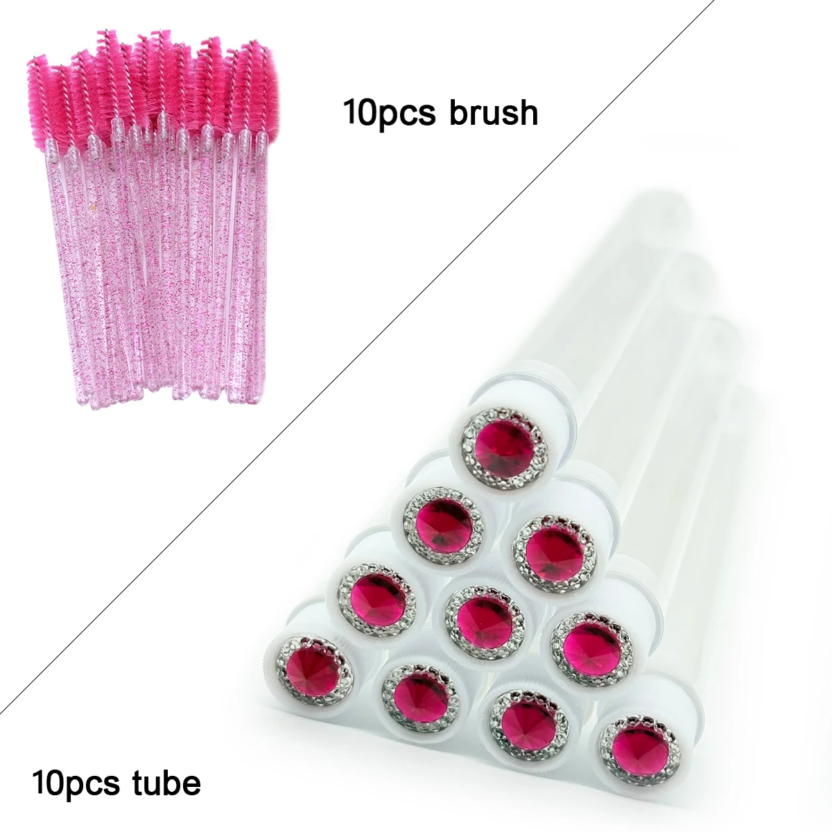 10Pcs Diamond Eyebrow Brush Tube Disposable Eyelash Brush Reusable Crystal Lash Brush Replaceable Dust-proof Sparkling Bling