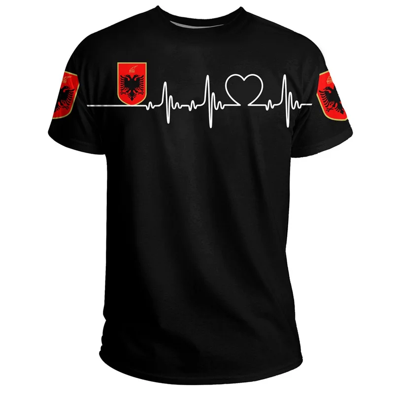 NONE Trikot Fußball Albanien Trikot 2024 Fußballmannschaft T-Shirt Großhandel 3D Albanien Flagge Grafik T-Shirts albanische Emblem T-Shirts 3