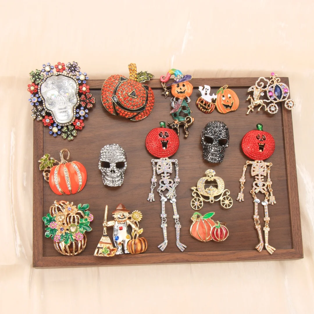 Barocke Luxus-Brosche im Kürbisschädel-Design für Männer und Frauen, Halloween-Schmuck, Modeaccessoires und Partygeschenke