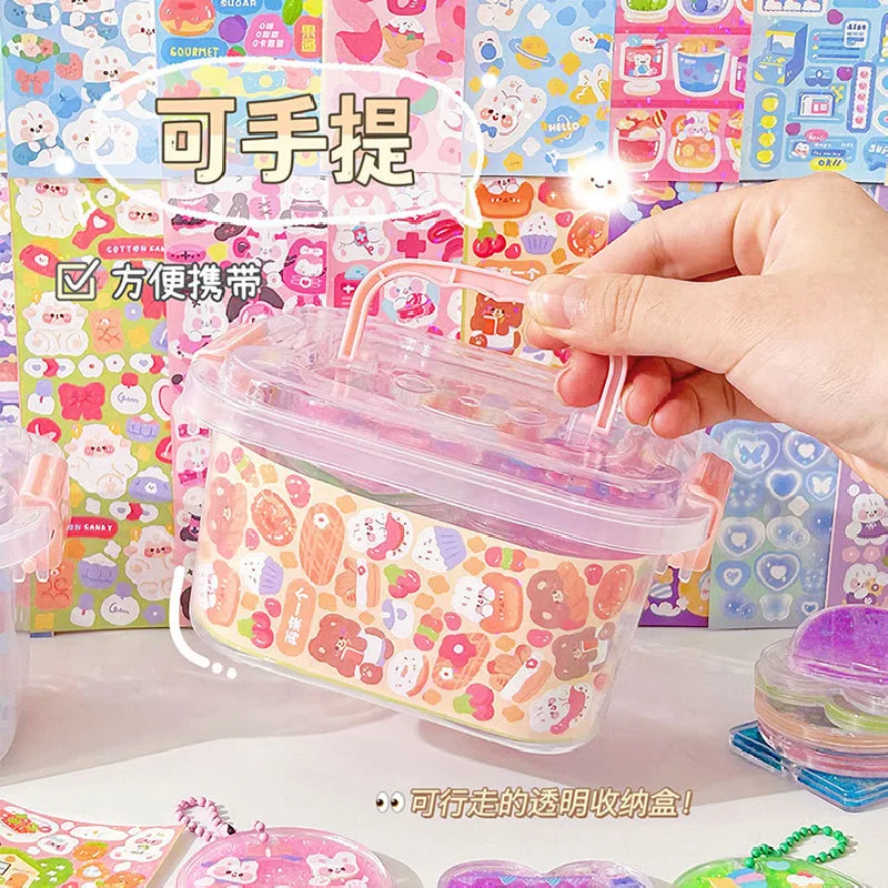 Cream Gel Goo Card Set Children  Sticker Goo Plate Full Set of DIY Material Hand Account Sticker Quicksand Goo Card Brick