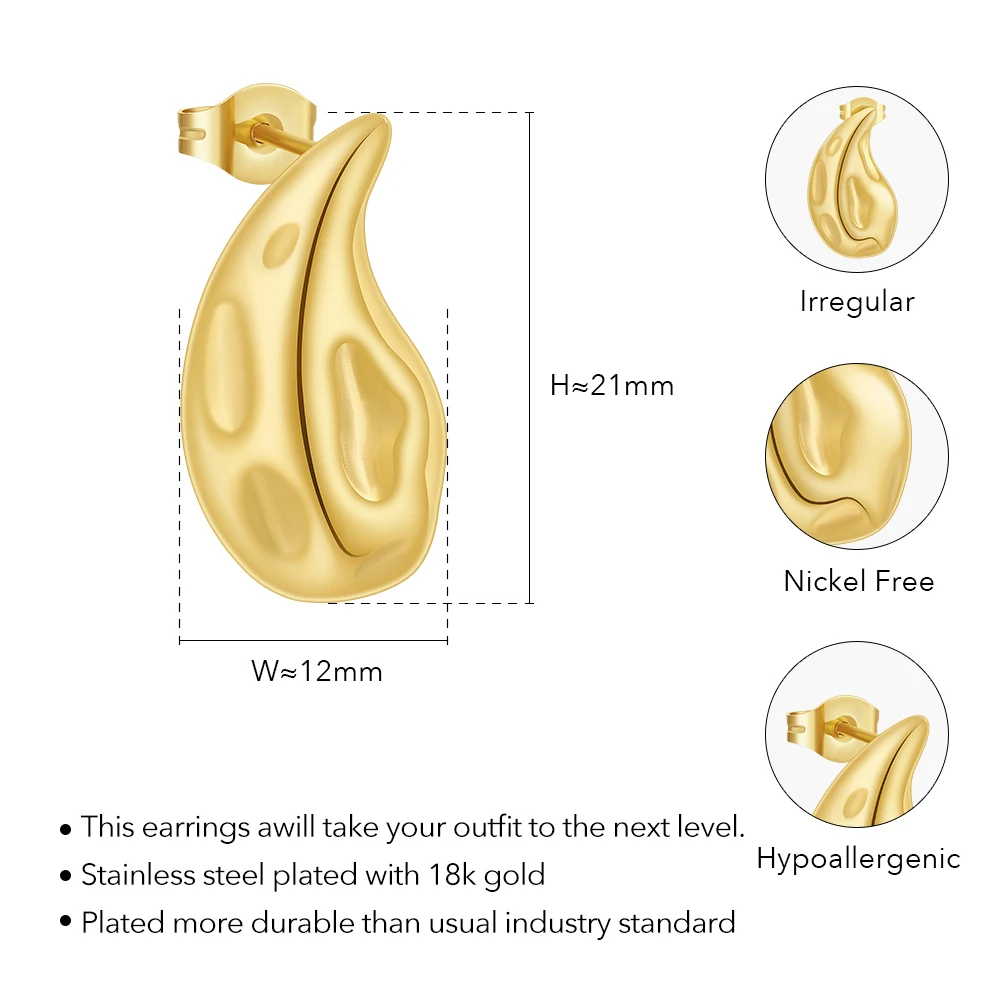 ENFASHION Irregular Rain Drop Earrings For Women\'s Aretes De Mujer Stainless steel 18K Gold Plated Jewelry Party Gift E241541
