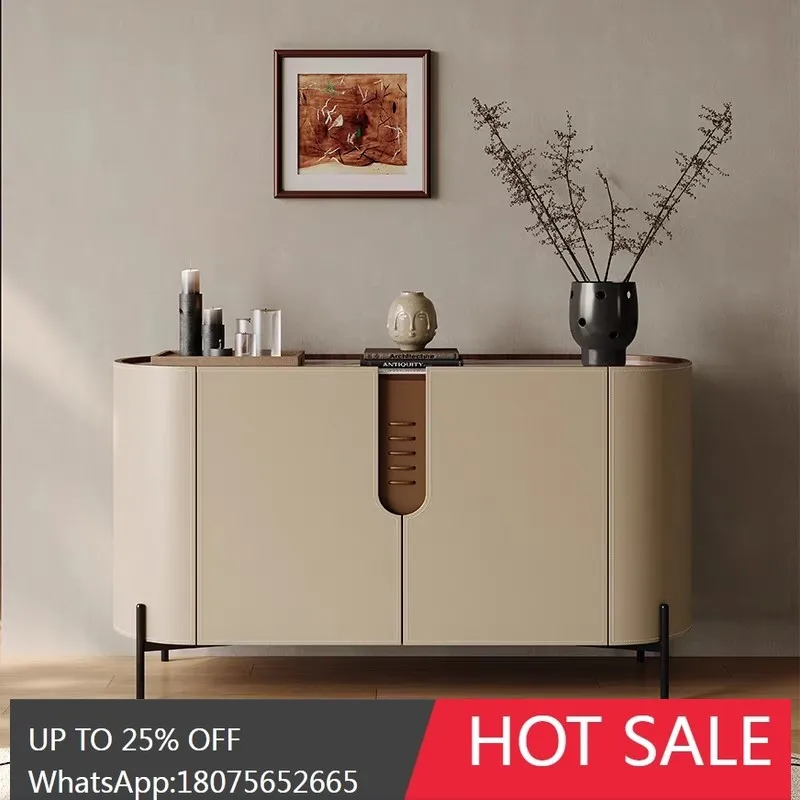 MJY حافة طعام جلدية ذات سرج إيطالي، خزانة تخزين ذات سعة كبيرة، شقة صغيرة حديثة وبسيطة #1