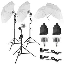 White Umbrella Photography Lighting Kit With 85w Dimmable Bulbs 2m Stand Soft Light Continuous Reflector For Photo Studio Kit