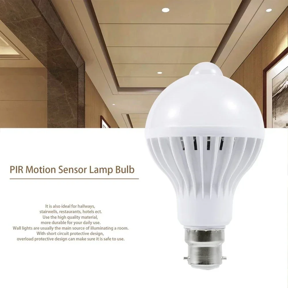 Imagem -06 - Sensor de Movimento Lâmpada Pir Night Light 5w 7w 9w 12w Baioneta Teto Pingente Lâmpada para Banheiro Quarto Corredor Iluminação Interior B22