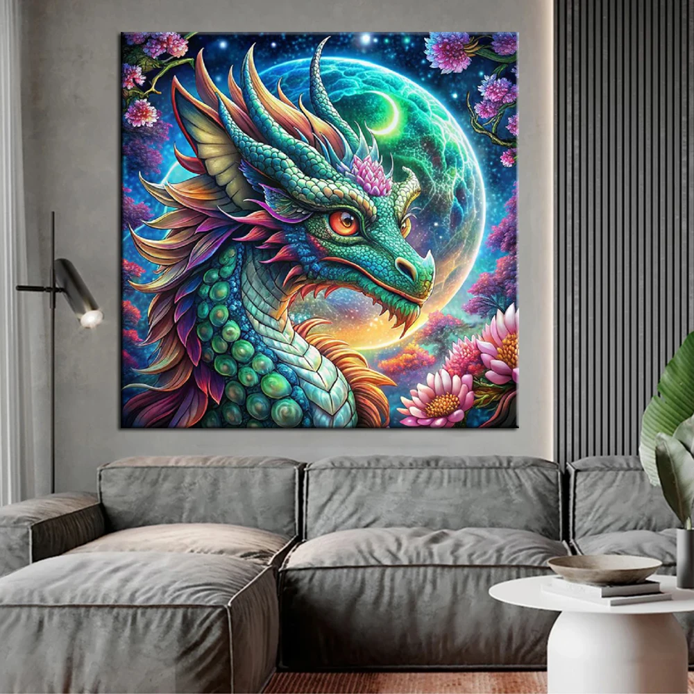 Fantastic Dragon And Flower diy 5d Diamond Painting Cross Stitch Kits Diamond Mosaic for Living Room Decor