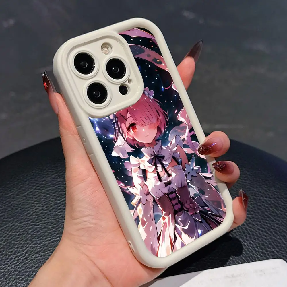 Funda para Teléfono Móvil ReZero Ram Waifu para iPhone 17 16 15 14 13 12 11 Air Pro Max Plus, Cubierta Gruesa de TPU Colorida, Fundas de Lujo para Celulares