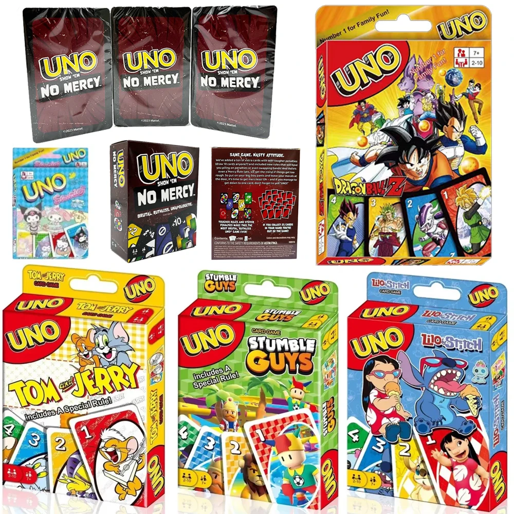 New Dragon Ball Uno No mercy Game Board Hello Kitty Games UNO Cards Table Family Party Entertainment Toys Kid Birthday Christmas