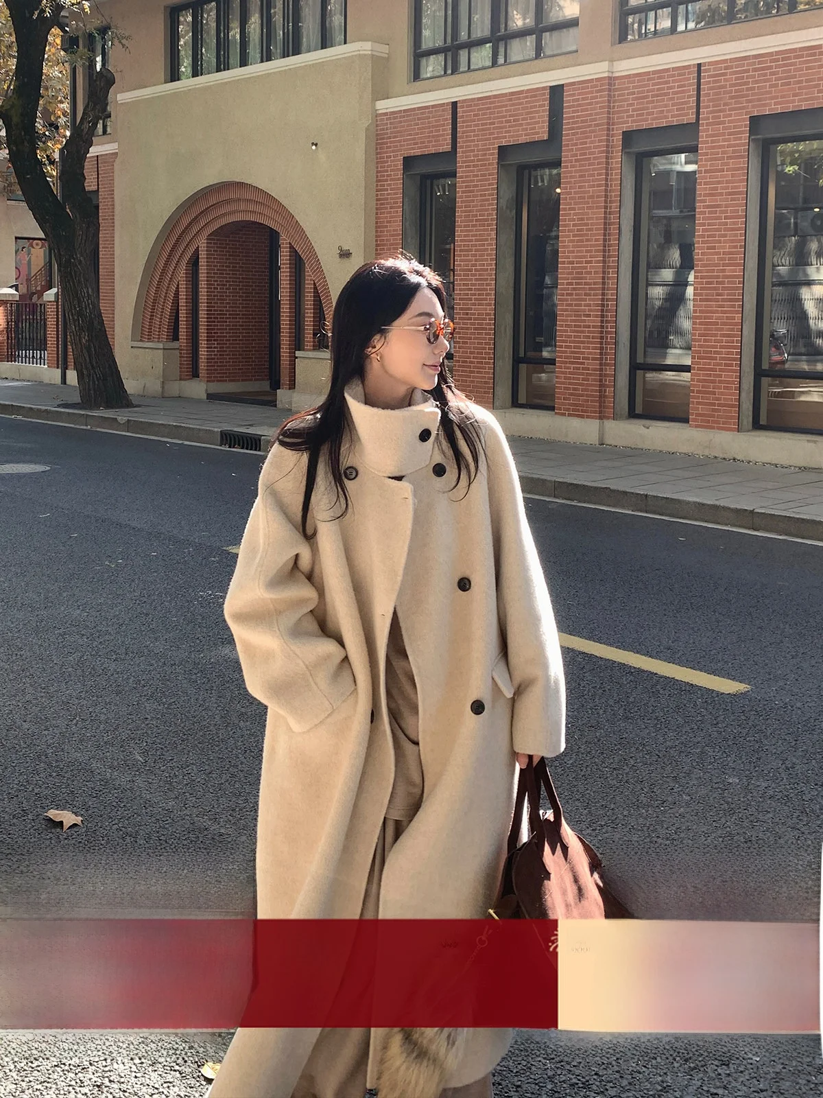 

Ele Thiened двустороннее шерстяное пальто для женщин, длинная верхняя одежда из волос альпаки, винтажная одежда для поездок на работу, Faion