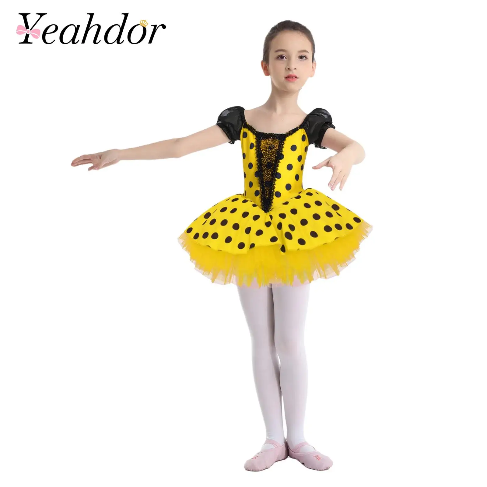 

Kids Girls Dots Tutu Dance Dress Ballet Performance Costume Birthday Party Novelty Shiny Dresses Cosplay Halloween Fairy Costume