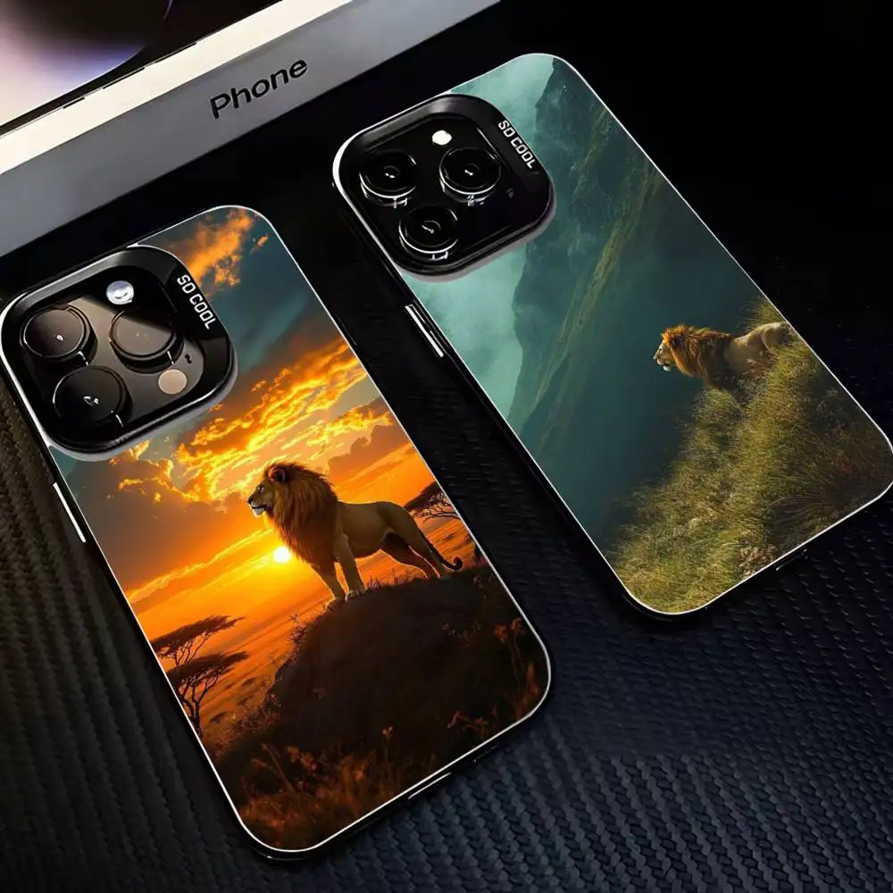 

Animal The Lion Phone Case For iPhone 16,15,14,13,12,11,Mini,Pro,MAX Black Matte Shockproof Cover