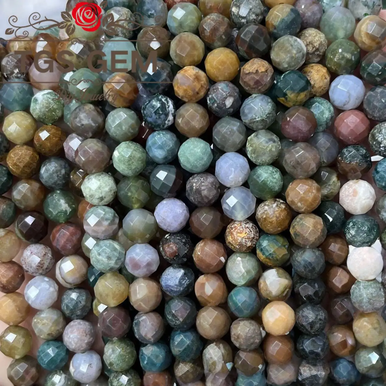 

Factory Engraved hard cut round bead natural AAA Indian agate Mausoleum pattern small cut scattered beadsDIY Bracelet jewelry