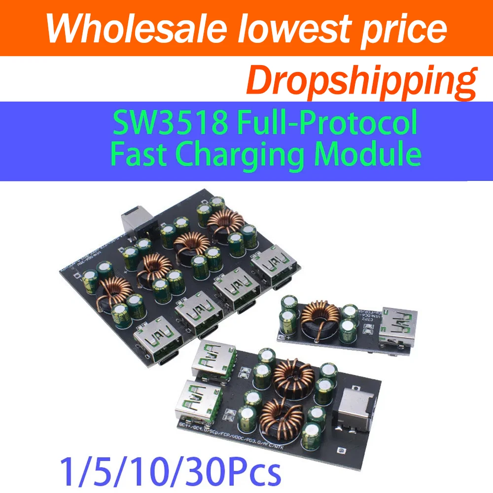 1 to 30 Pack SW3518 Full Protocol Quick Charging StepDown Power Module QC4 PD3 PPS SCP FCP AFC USB C Fast Charging Voltage Board