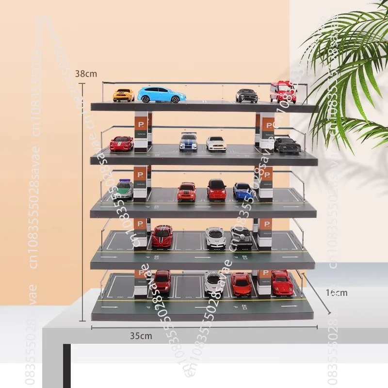 Car Model Elevator Parking Lot Simulation Garage Toy Storage Rack Display Cabinet 1/64 Five Floors 30 Parking Spaces