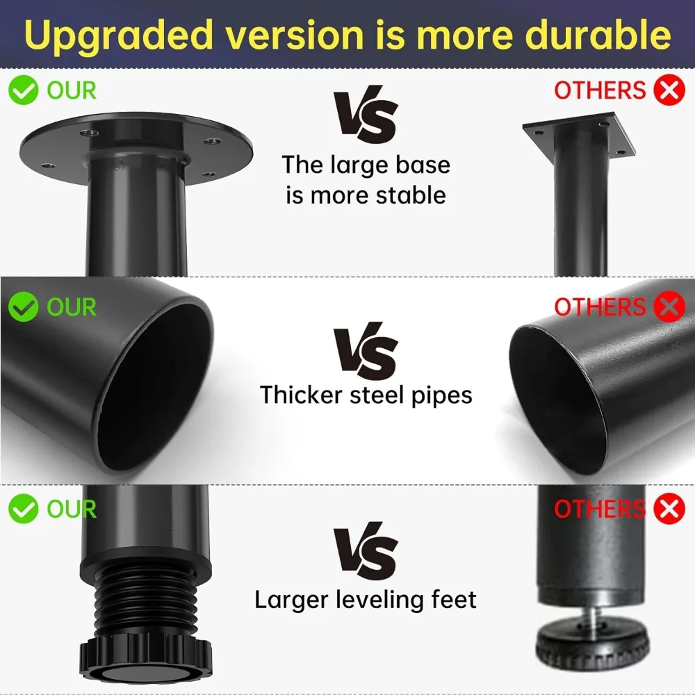 Verstellbare Tischbeine aus Metall, 21 bis 36 Zoll, Schreibtischbeine für das Heimbüro, DIY-Möbelbein-Set, geeignet für Computertische und