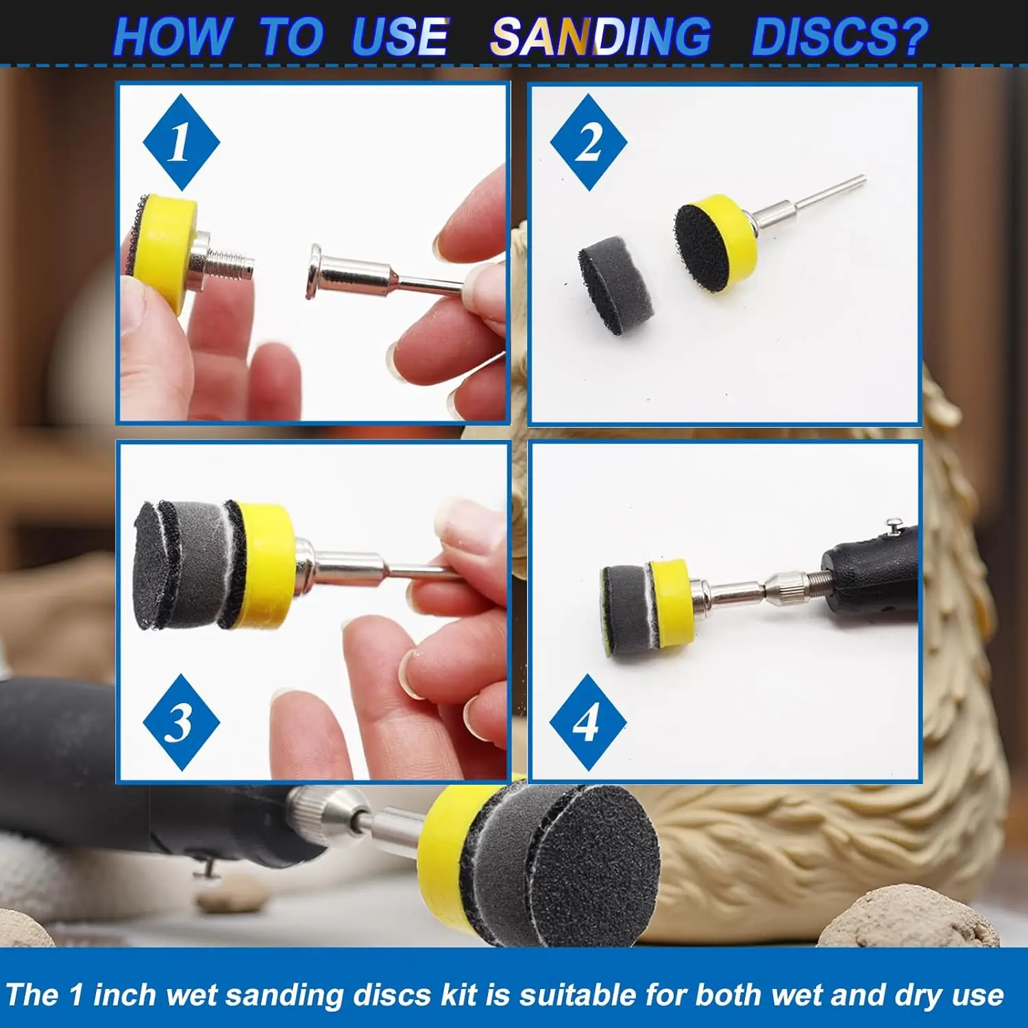 

1-дюймовый комплект дисков для влажной и сухой шлифовки, 157 шт., различное зернистость 60-10000 с ручным блоком и губкой для вращающихся инструментов с подкладкой