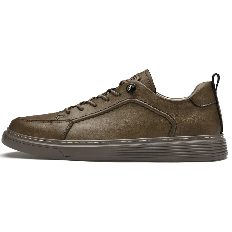 Chaussures Oxford décontractées en cuir véritable pour hommes, chaussures de jogging respirantes, chaussures provoqué d\'affaires surélevées, marque