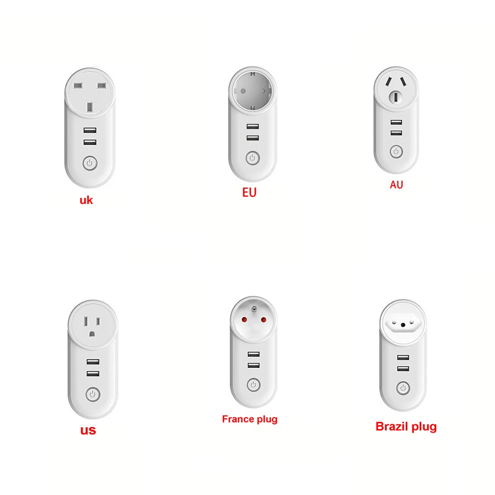 Xiaomi WiFi EU Smart Plug Socket con USB Power Smart Plug US AU UK BR FR Support Apple Homekit Alexa Google Home Control