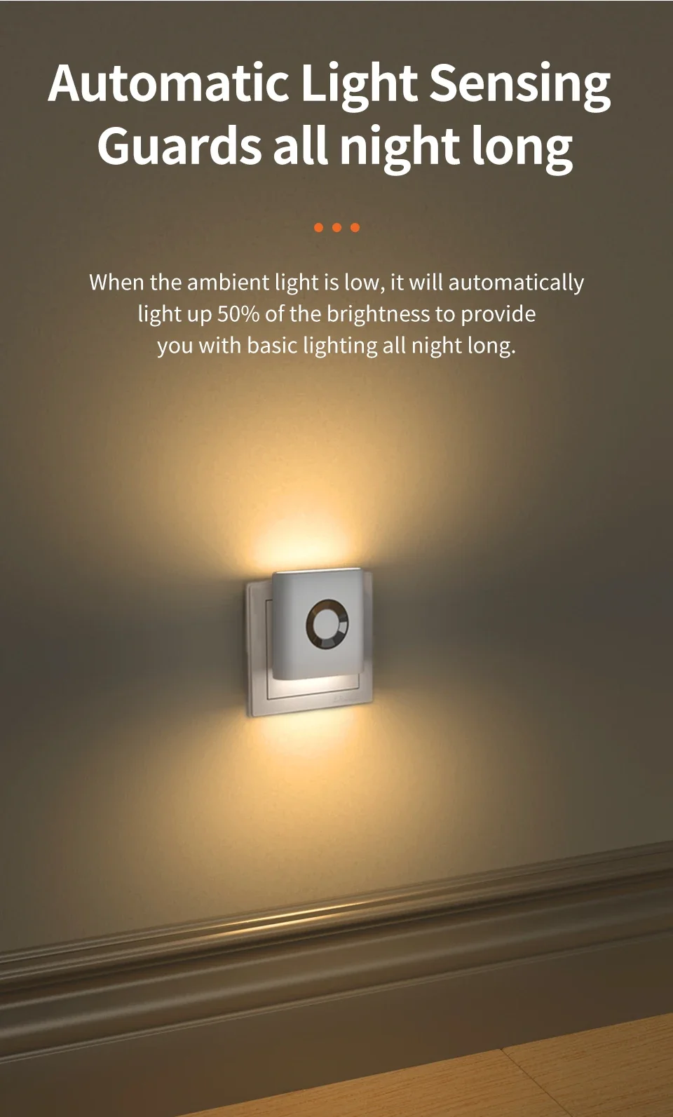 220V EU Plug Socket Night Light with PIR Motion Sensor Dual-head Lighting Warm Night Induction Lamp for Hallway Stairs Bedroom