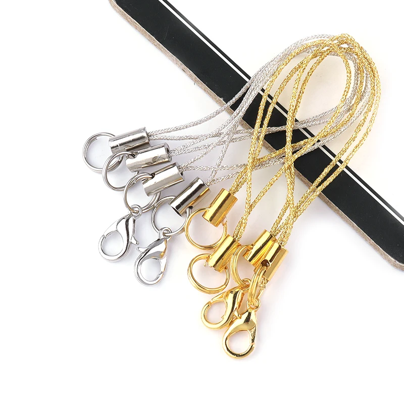 20pcs Polyester Gold Double Circle Lobster Clasp Lanyard Strap Cords For Mobile Phone Strap USB Flash Keychain Accessories ﻿